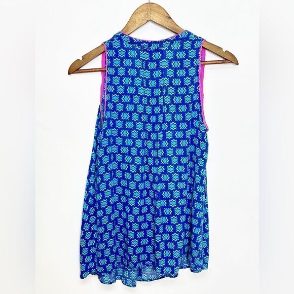 Anthropologie Maeve Button Down Sleeveless Top Blue Print Size 2 - Picture 3 of 8
